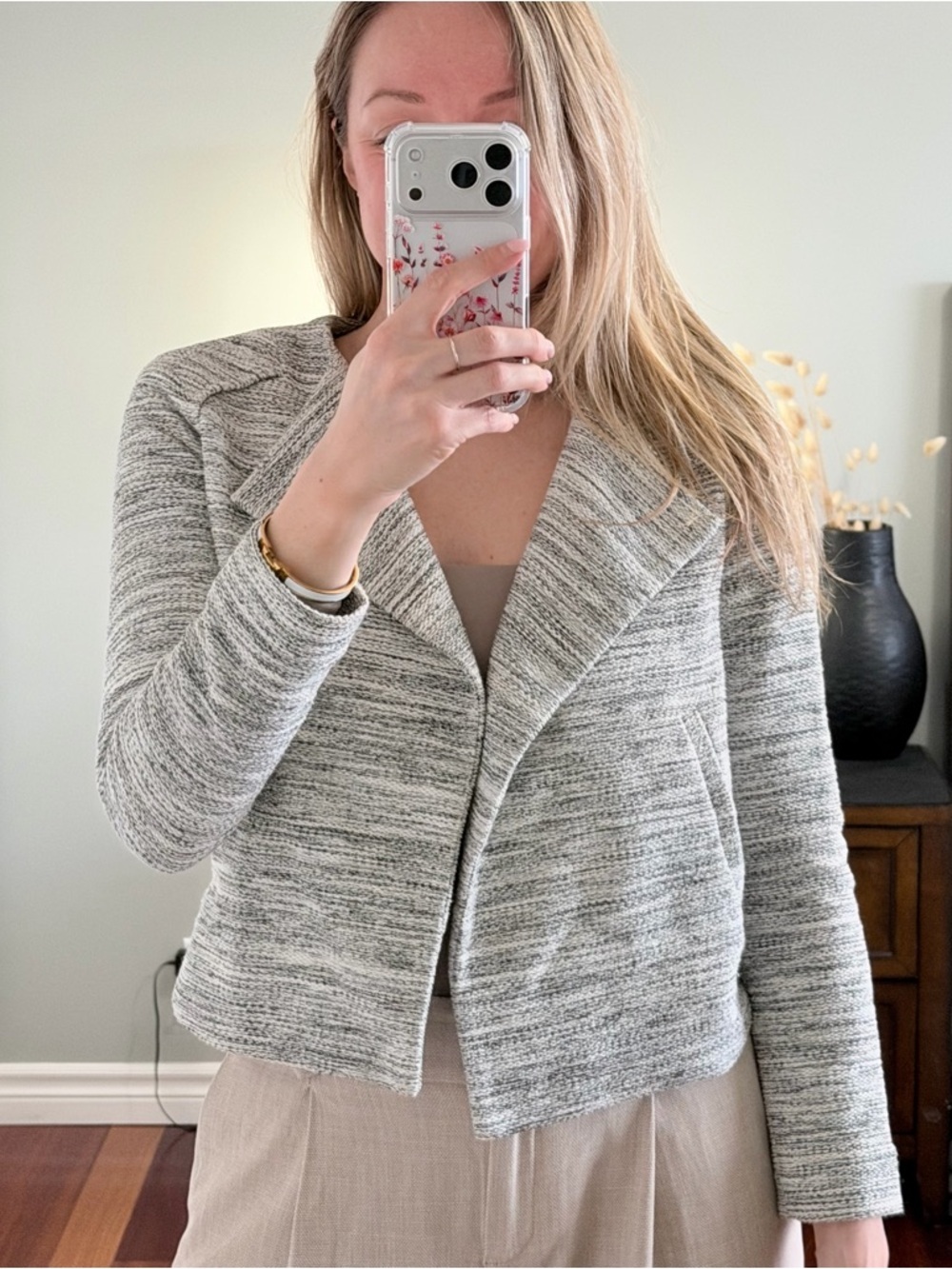 Club Monaco Short Tweed Black and White Jacket Size XS